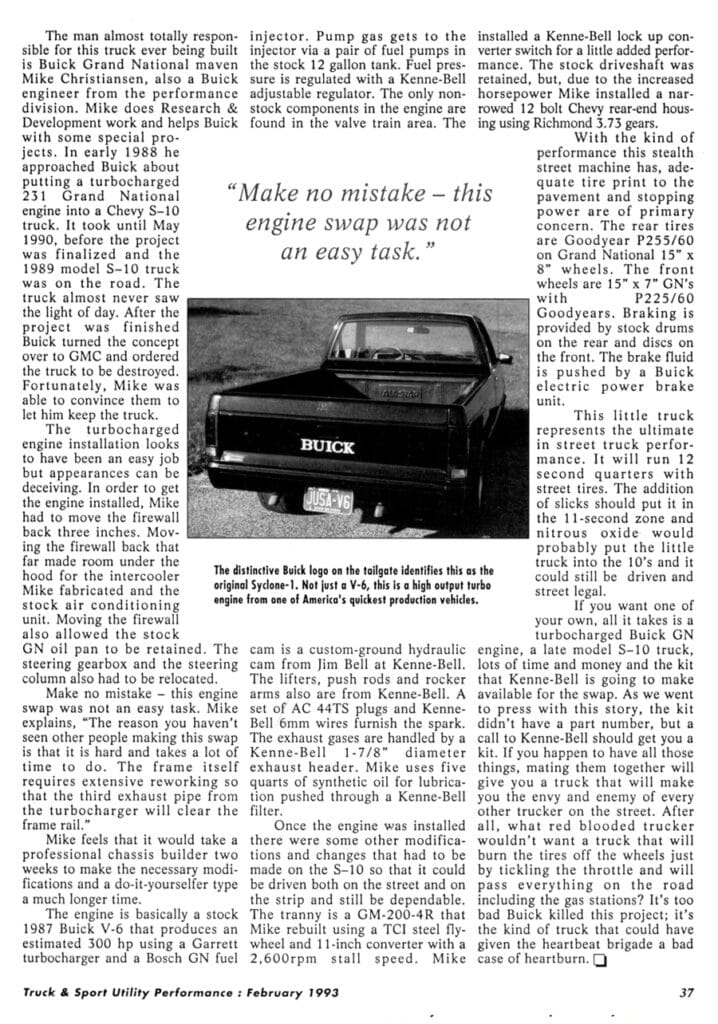 Buick Chevy S10 Article